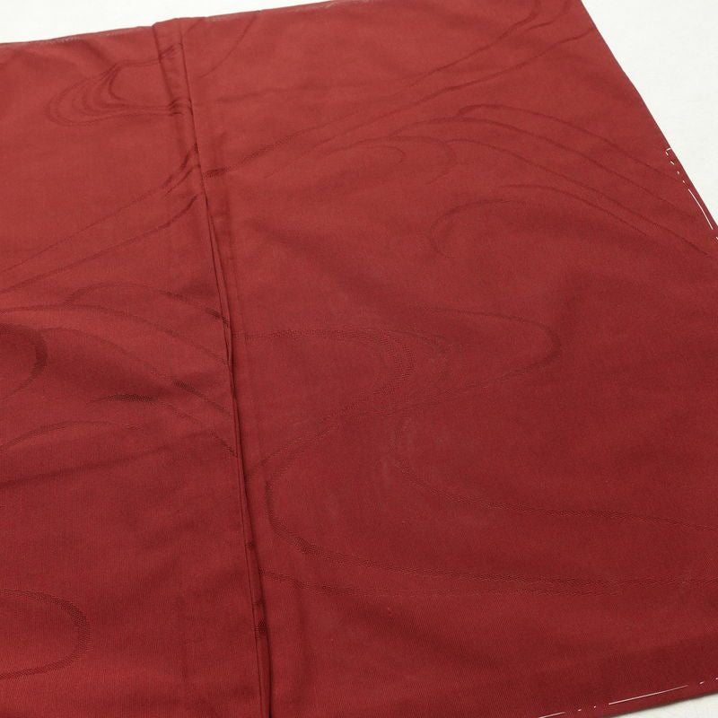 盛夏 紗 しつけ糸付き 正絹 流水・波柄 単衣仕立て 身丈163.5cm 裄丈65.5cm リサイクル着物 着物 薄物 赤・朱_画像13