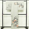 訪問着 一つ紋付き 正絹 花柄 袷仕立て 身丈167cm 裄丈66cm リサイクル着物 着物 刺繍 箔 共八掛 金彩 芍薬 菊 グレー_画像2