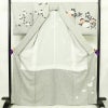 訪問着 一つ紋付き 正絹 花柄 袷仕立て 身丈167cm 裄丈66cm リサイクル着物 着物 刺繍 箔 共八掛 金彩 芍薬 菊 グレー_画像3