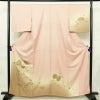 付け下げ 正絹 古典柄 袷仕立て 身丈160cm 裄丈67.5cm リサイクル着物 着物 鼓 箔 金彩 扇子 ピンク_画像1
