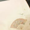 付け下げ 正絹 古典柄 袷仕立て 身丈160cm 裄丈67.5cm リサイクル着物 着物 鼓 箔 金彩 扇子 ピンク_画像13