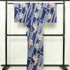 小紋 伊達衿付き 絞り 正絹 花柄 袷仕立て 身丈162cm 裄丈67.5cm リサイクル着物 着物 青・紺_画像2