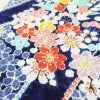 小紋 伊達衿付き 絞り 正絹 花柄 袷仕立て 身丈162cm 裄丈67.5cm リサイクル着物 着物 青・紺_画像8