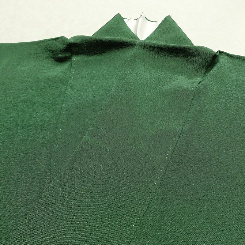 色留袖 松尾光琳 落款入り 縮緬 一つ紋付き 正絹 木の葉・植物柄 袷仕立て 身丈170cm 裄丈69.5cm リサイクル着物 着物 箔 共八掛 金彩 緑・うぐいす色_画像18