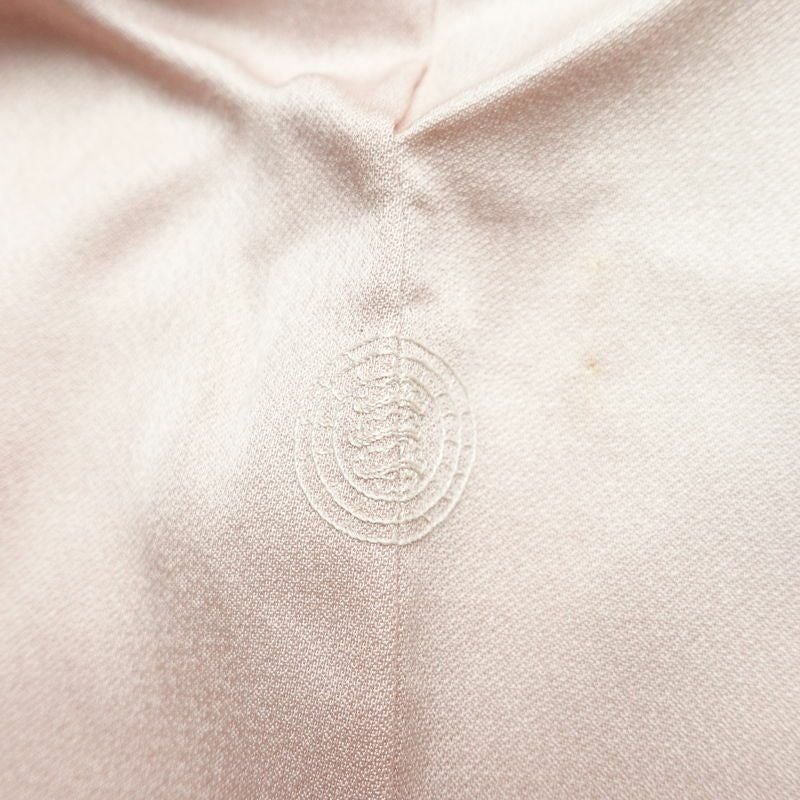 付け下げ 一つ紋付き 正絹 風景柄 袷仕立て 身丈165cm 裄丈66.5cm リサイクル着物 一部しつけ糸付き 着物 ピンク_画像12