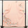 付け下げ 縮緬 一つ紋付き 伊達衿付き 正絹 花柄 袷仕立て 身丈160.5cm 裄丈65.5cm リサイクル着物 着物 入学式 七五三 フォーマル 菊 ピンク_画像1