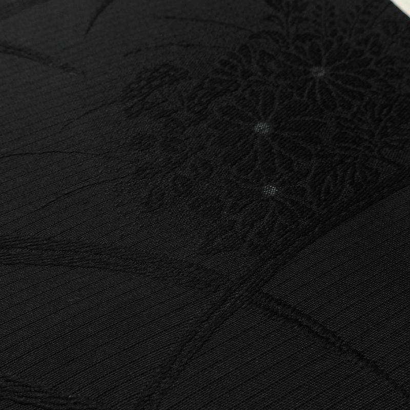 喪服 美品 夏喪服 夏用 絽 落款入り しつけ糸付き 五つ紋付き 正絹 無地 単衣仕立て 身丈165cm 裄丈67cm リサイクル着物 着物 未使用品 黒_画像12