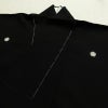 喪服 美品 袷喪服 落款入り しつけ糸付き 縮緬 五つ紋付き 正絹 無地 袷仕立て 身丈164.5cm 裄丈68cm リサイクル着物 着物 未使用品 黒_画像7