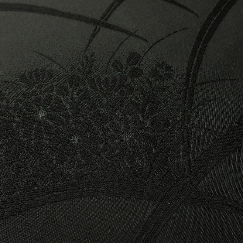 喪服 美品 袷喪服 落款入り しつけ糸付き 縮緬 五つ紋付き 正絹 無地 袷仕立て 身丈164.5cm 裄丈68cm リサイクル着物 着物 未使用品 黒_画像13