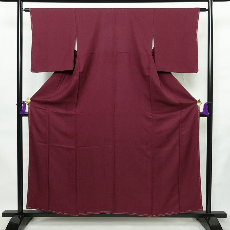 色無地 良品 しつけ糸付き 正絹 無地 袷仕立て 身丈157cm 裄丈63cm リサイクル着物 着物 お茶会 シンプル 紫・藤色_画像1