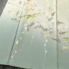 訪問着 良品 落款入り 縮緬 一つ紋付き 正絹 花柄 袷仕立て 身丈157.5cm 裄丈66.5cm リサイクル着物 着物 共八掛 入学式 卒業式 七五三 お宮参り フォーマル 緑・うぐいす色_画像4