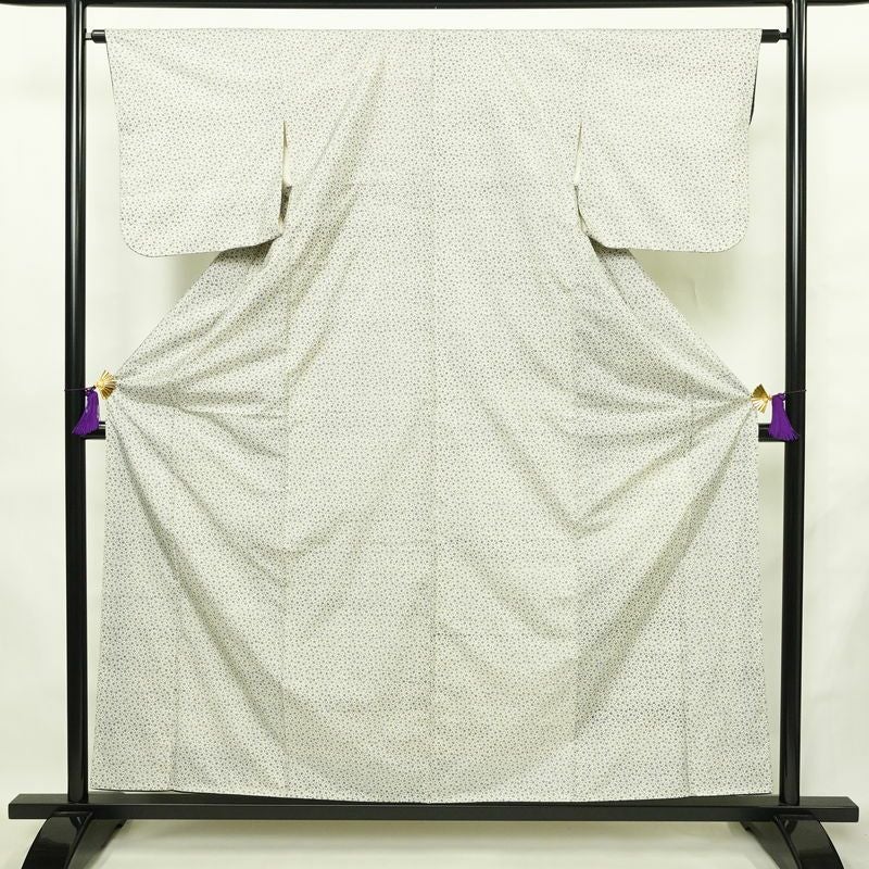 小紋 良品 総柄 正絹 花柄 袷仕立て 身丈157.5cm 裄丈63cm リサイクル着物 着物 白_画像1