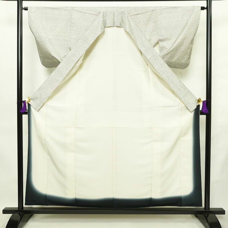 小紋 良品 総柄 正絹 花柄 袷仕立て 身丈157.5cm 裄丈63cm リサイクル着物 着物 白_画像3