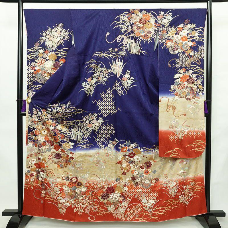 振袖 正絹 古典柄 袷仕立て 身丈162.5cm 裄丈67.5cm リサイクル着物