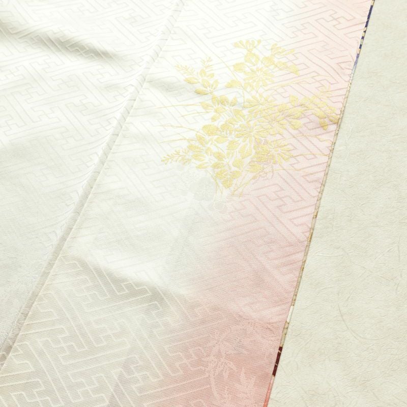 振袖 正絹 古典柄 袷仕立て 身丈162.5cm 裄丈67.5cm リサイクル着物 着物 箔 金彩 成人式 二十歳 二十歳の集い パーティー フォーマル 萩 松 菊 青・紺_画像20