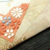 名古屋帯 太鼓柄 正絹 古典柄 名古屋仕立て なごや帯 リサイクル帯 帯 金糸 シンプル ベージュ_画像13
