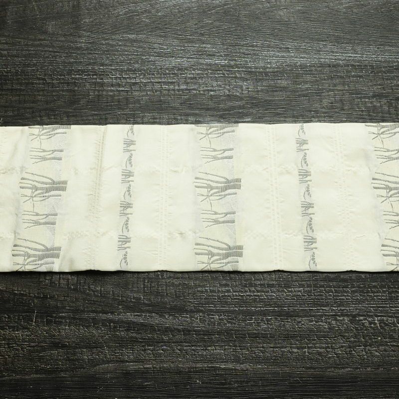 名古屋帯 六通柄 正絹 木の葉・植物柄 名古屋仕立て なごや帯 リサイクル帯 帯 白_画像13