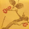 名古屋帯 太鼓柄 相良刺繍 正絹 木の葉・植物柄 名古屋仕立て なごや帯 リサイクル帯 帯 シンプル 洒落 黄・黄土色_画像2