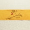 名古屋帯 太鼓柄 相良刺繍 正絹 木の葉・植物柄 名古屋仕立て なごや帯 リサイクル帯 帯 シンプル 洒落 黄・黄土色_画像16