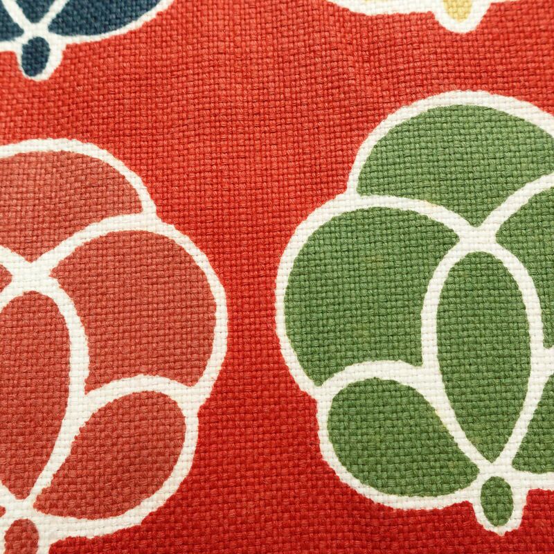 名古屋帯 全通柄 正絹 花柄 名古屋仕立て なごや帯 リサイクル帯 帯 モダン 赤・朱_画像7