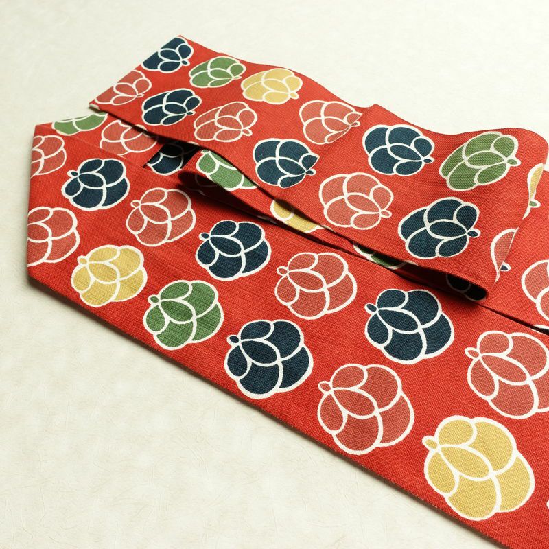 名古屋帯 全通柄 正絹 花柄 名古屋仕立て なごや帯 リサイクル帯 帯 モダン 赤・朱_画像21