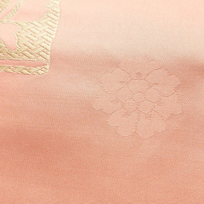 名古屋帯 太鼓柄 良品 正絹 幾何学柄・抽象柄 名古屋仕立て なごや帯 リサイクル帯 帯 金糸 ピンク_画像6