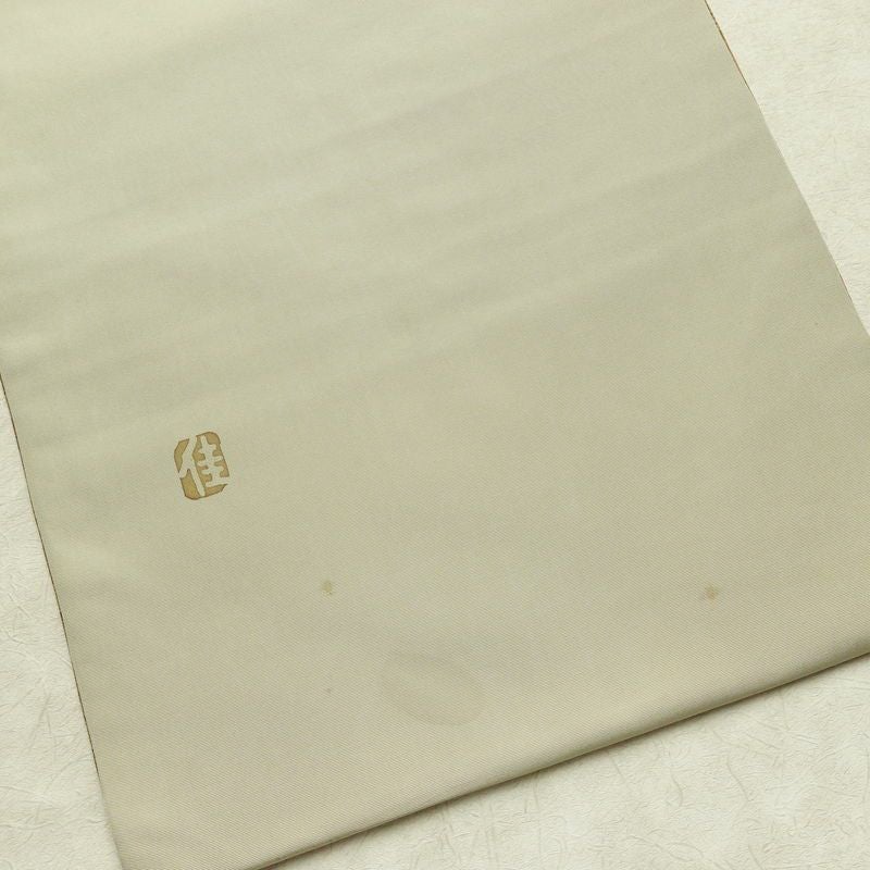 名古屋帯 太鼓柄 落款入り 正絹 風景柄 名古屋仕立て なごや帯 リサイクル帯 帯 シンプル 緑・うぐいす色_画像18