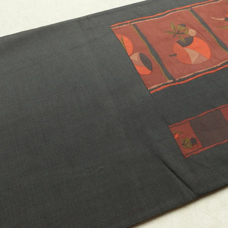 袋帯 古今絵巻 六通柄 一般用 正絹 その他の柄 リサイクル帯 帯 モダン おしゃれ グレー_画像17