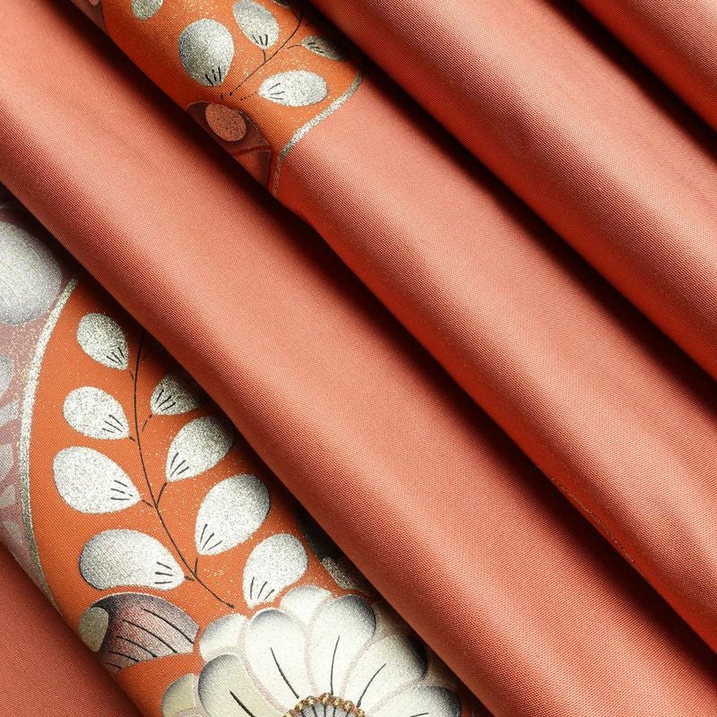 名古屋帯 太鼓柄 正絹 花柄 通し仕立て なごや帯 リサイクル帯 帯 刺繍 箔 ピンク_画像20