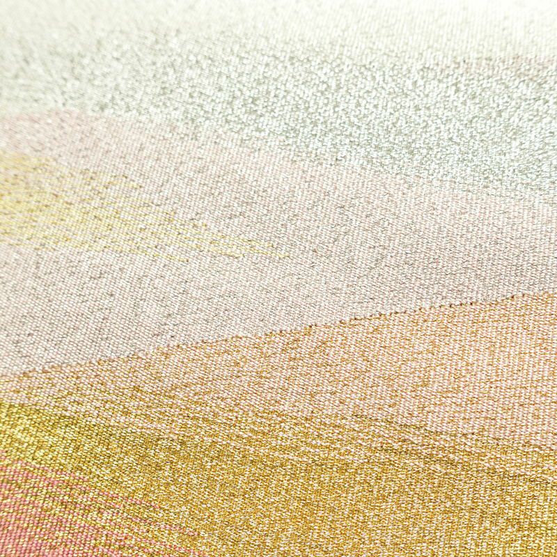 名古屋帯 太鼓柄 つづれ織 正絹 流水・波柄 松葉仕立て なごや帯 リサイクル帯 帯 シンプル 金・銀_画像4