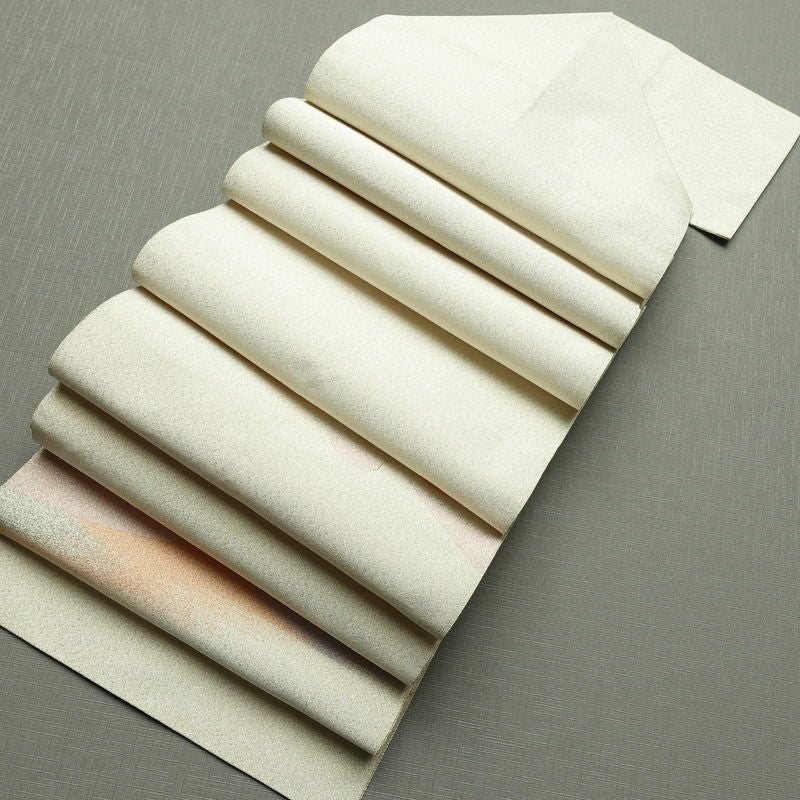 名古屋帯 太鼓柄 つづれ織 正絹 流水・波柄 松葉仕立て なごや帯 リサイクル帯 帯 シンプル 金・銀_画像19