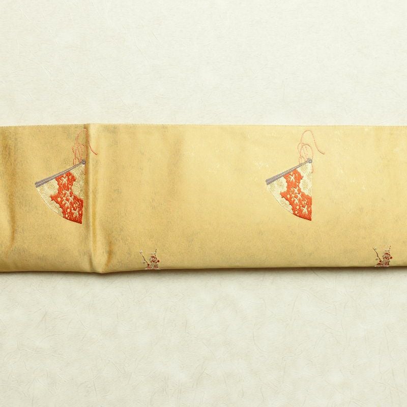 袋帯 太鼓柄 フォーマル用 正絹 古典柄 リサイクル帯 帯 箔 紅葉 梅 菖蒲 松 黄・黄土色_画像17