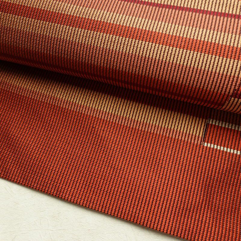 名古屋帯 六通柄 正絹 縞柄・線柄 松葉仕立て なごや帯 リサイクル帯 帯 モダン 茶_画像6