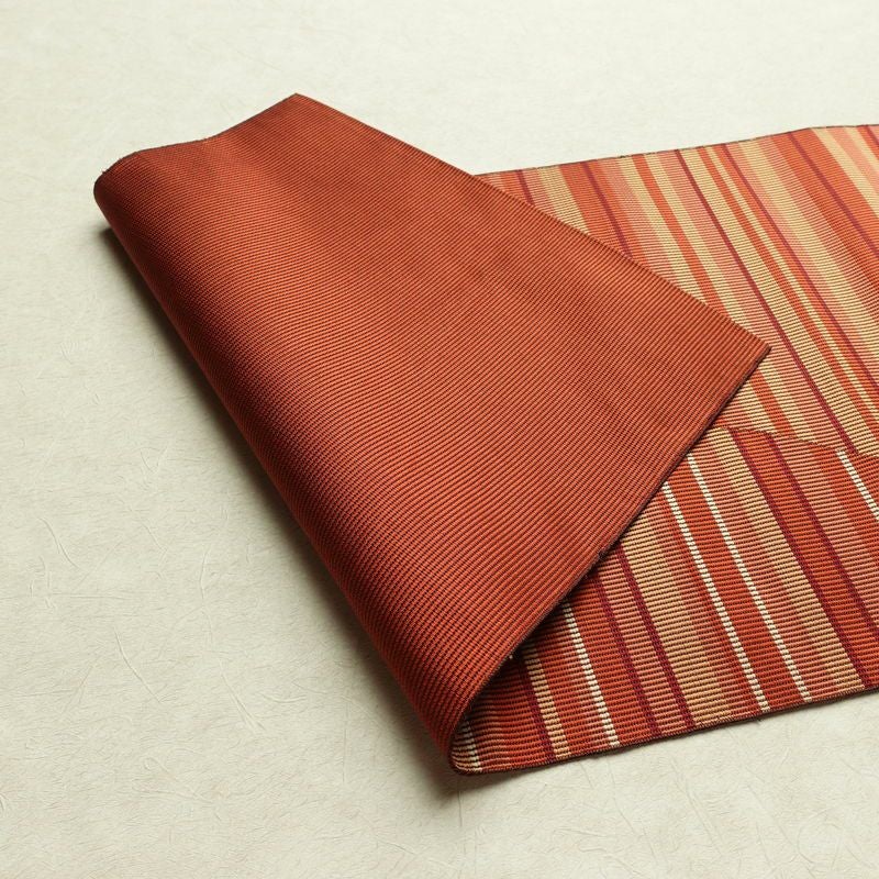 名古屋帯 六通柄 正絹 縞柄・線柄 松葉仕立て なごや帯 リサイクル帯 帯 モダン 茶_画像8