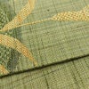 名古屋帯 六通柄 美品 正絹 木の葉・植物柄 通し仕立て なごや帯 リサイクル帯 帯 紬地 緑・うぐいす色_画像13