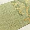 名古屋帯 六通柄 美品 正絹 木の葉・植物柄 通し仕立て なごや帯 リサイクル帯 帯 紬地 緑・うぐいす色_画像17