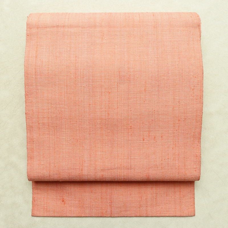 名古屋帯 全通柄 美品 正絹 無地 松葉仕立て なごや帯 リサイクル帯 帯 シンプル 紬地 ピンク_画像1