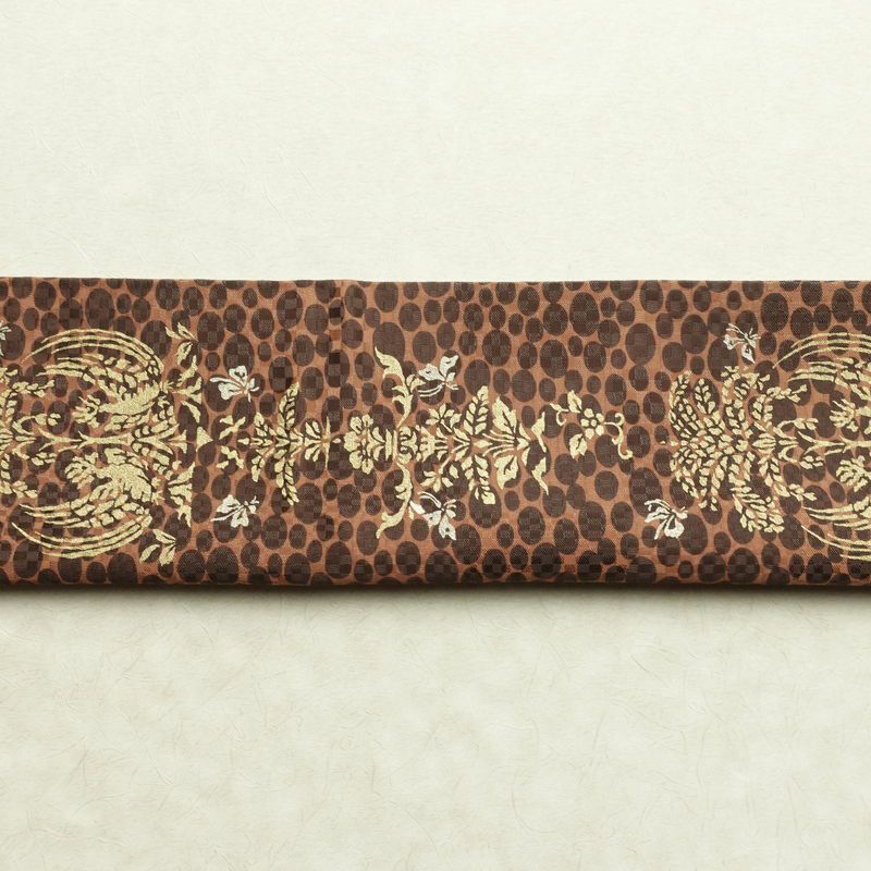 袋帯 六通柄 良品 フォーマル用 正絹 古典柄 リサイクル帯 帯 箔 パーティー モダン 茶_画像14