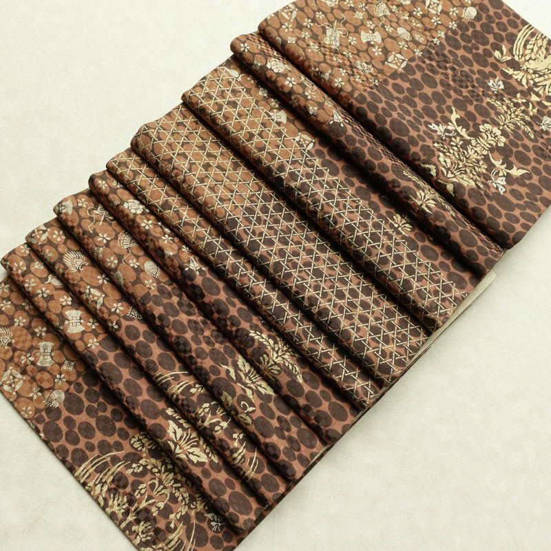袋帯 六通柄 良品 フォーマル用 正絹 古典柄 リサイクル帯 帯 箔 パーティー モダン 茶_画像20