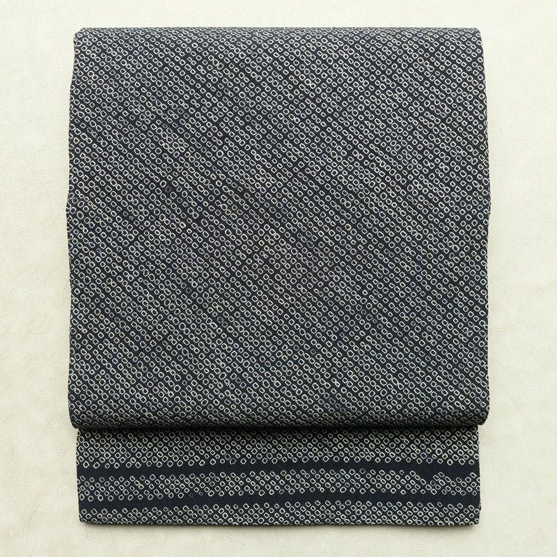 袋帯 全通柄 絞り 正絹 古典柄 リサイクル帯 帯 青・紺_画像1