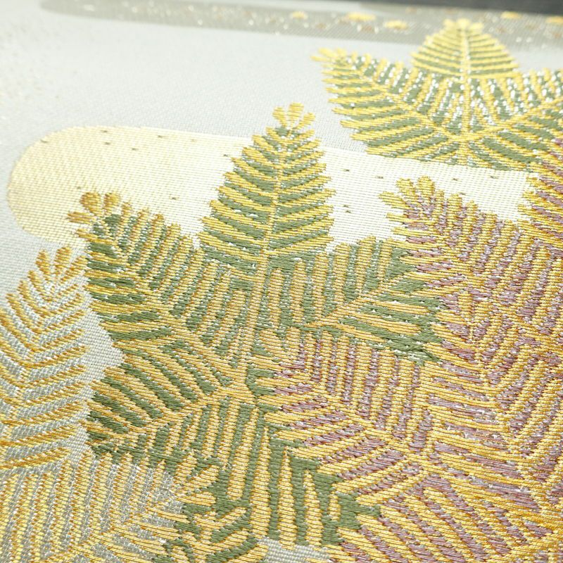 袋帯 六通柄 フォーマル用 正絹 木の葉・植物柄 リサイクル帯 帯 箔 入学式 卒業式 七五三 パーティー お宮参り 華やか グレー_画像5