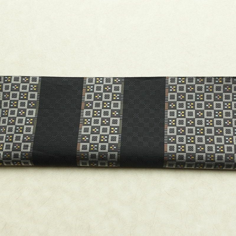袋帯 六通柄 良品 一般用 正絹 縞柄・線柄 リサイクル帯 帯 モダン グレー_画像14