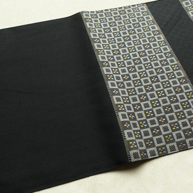 袋帯 六通柄 良品 一般用 正絹 縞柄・線柄 リサイクル帯 帯 モダン グレー_画像16