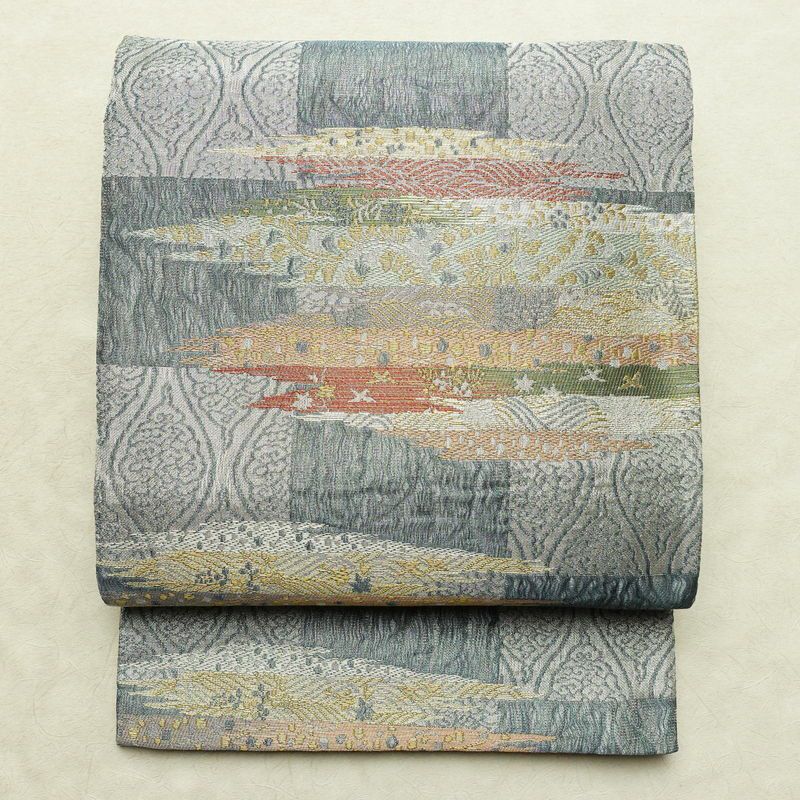 袋帯 六通柄 良品 フォーマル用 正絹 幾何学柄・抽象柄 リサイクル帯 帯 多色使い_画像1