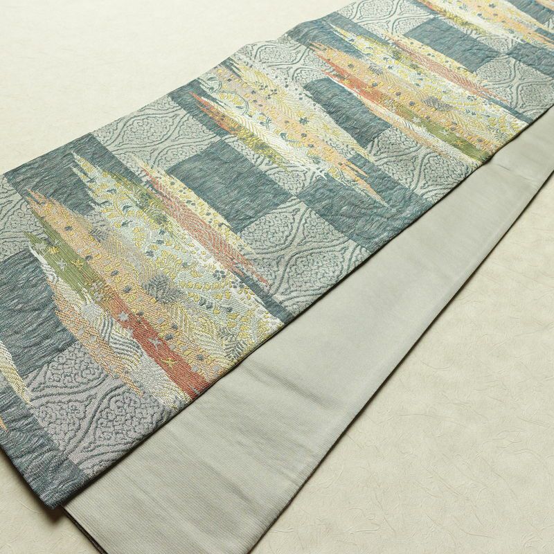 袋帯 六通柄 良品 フォーマル用 正絹 幾何学柄・抽象柄 リサイクル帯 帯 多色使い_画像9