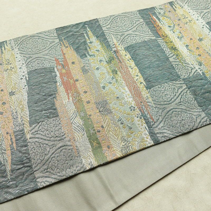 袋帯 六通柄 良品 フォーマル用 正絹 幾何学柄・抽象柄 リサイクル帯 帯 多色使い_画像12