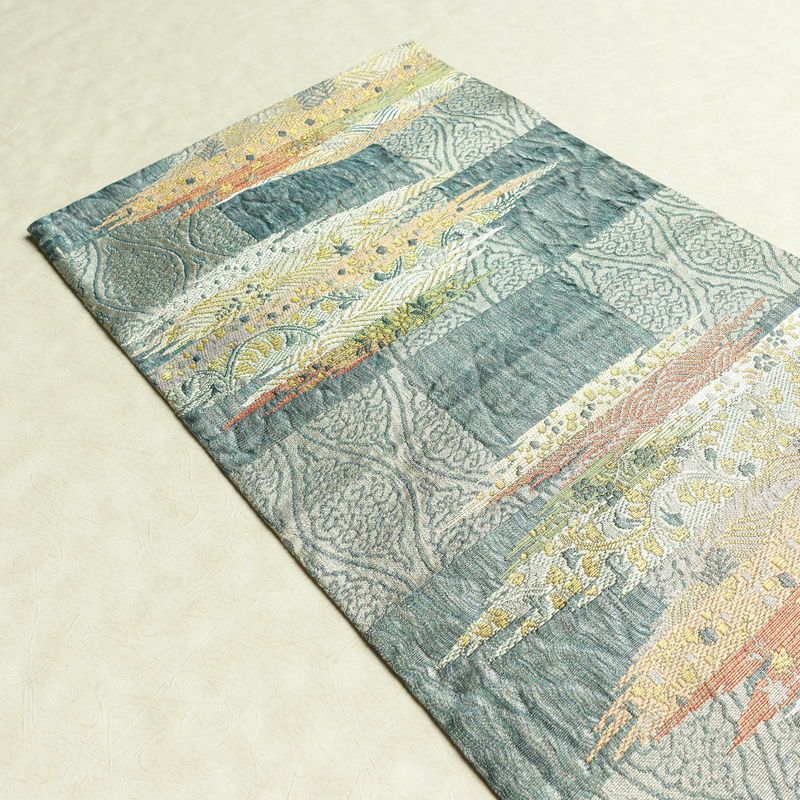 袋帯 六通柄 良品 フォーマル用 正絹 幾何学柄・抽象柄 リサイクル帯 帯 多色使い_画像18