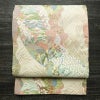 袋帯 六通柄 美品 フォーマル用 正絹 木の葉・植物柄 リサイクル帯 帯 箔 入学式 卒業式 結婚式 七五三 お宮参り 四季花 紅葉 松 桜 ベージュ_画像1