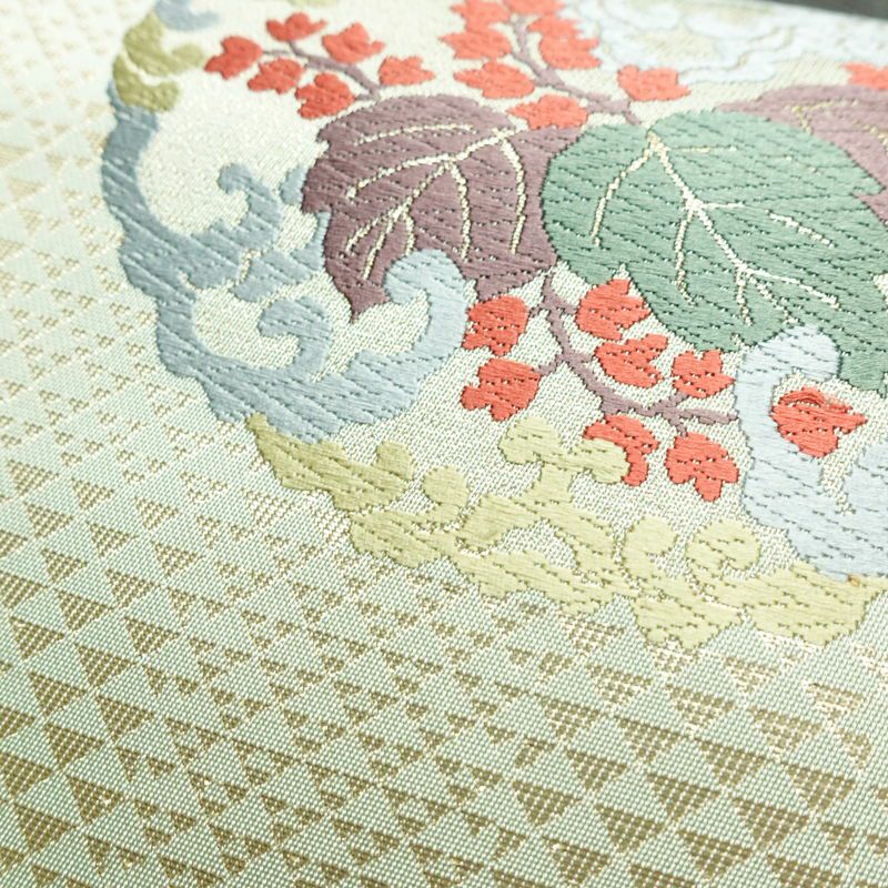 袋帯 六通柄 フォーマル用 正絹 幾何学柄・抽象柄 リサイクル帯 帯 箔 入学式 卒業式 結婚式 七五三 お宮参り 緑・うぐいす色_画像6