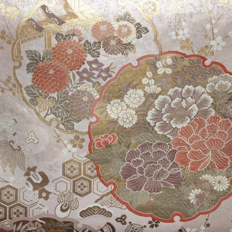 袋帯 六通柄 フォーマル用 正絹 古典柄 リサイクル帯 帯 箔 入学式 卒業式 結婚式 七五三 パーティー お宮参り 菊 ピンク_画像2
